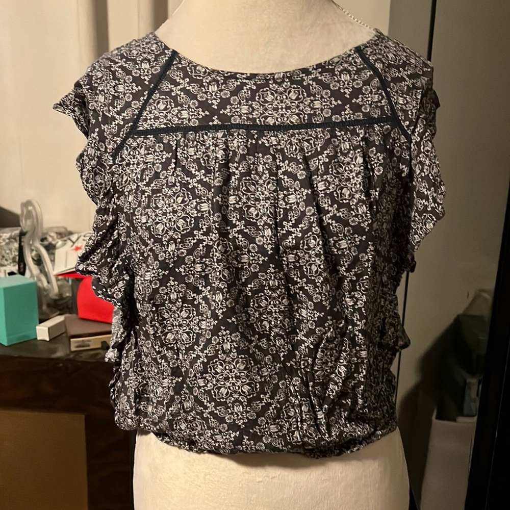 🆑FINAL PRICE‼️ American eagle grey and white boho print top